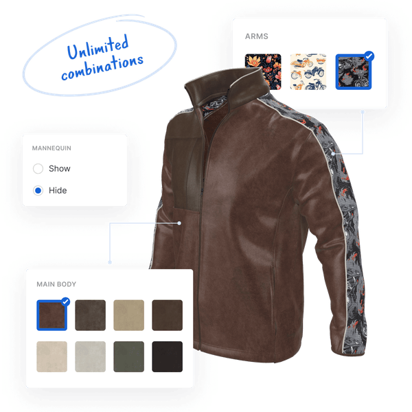 Customize a jacket with Mimeeq's 3D configurator: Unlimited combinations feature.