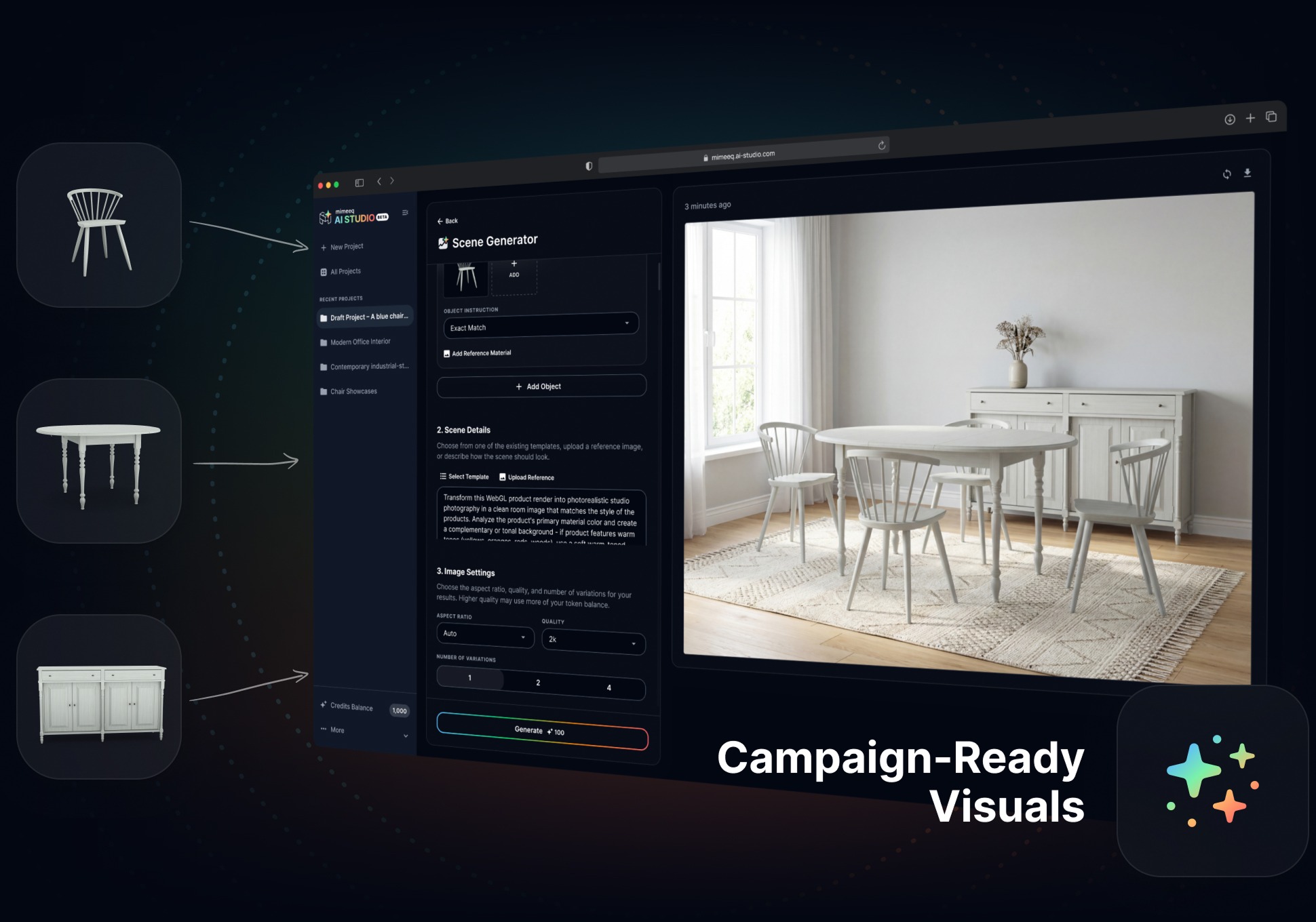 Mimeeq AI Studio — zamień rendery konfiguratora w fotorealistyczne zdjęcia lifestyle'owe